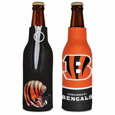 Cincinnati Bengals Bottle Cooler 12 oz Zip Up Koozie Jacket NFL Two Sided Cover