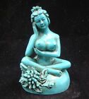 Chinese Handmade Carved  Statue People Ancient beauty Natural Turquoise Deco Art