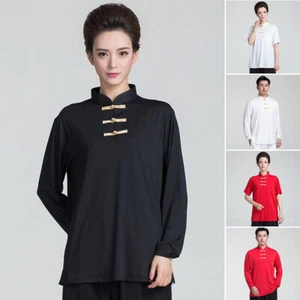 Milk Silk Martial Arts Tai Chi Shirts Blouses T-shirt Kung Fu Wushu Uniform Tops - Picture 1 of 18