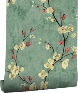Carta Da Parati Autoadesiva Fiore Foglia Vintage Decorativo Sfondo 44Cmx300Cm Ca - Foto 1 di 12