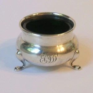 John William Deakin Chester England Sterling Silver Open Salt Dip Green Liner - Picture 1 of 8