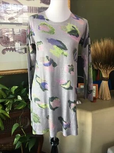 Nally & Millie Gray Abstract Print T-Shirt Dress or Tunic S? 34" Bust Unworn - Picture 1 of 7