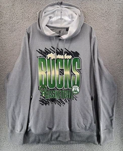 Milwaukee Bucks NBA Basketball Hoodie Sweatshirt Mens XL Gray Zipped Pockets - Picture 1 of 12