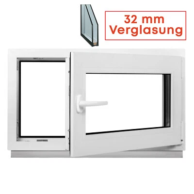 Kellerfenster Kunststofffenster Fenster Weiß 2 Glas Dreh Kipp DIN Rechts Links - Bild 1 von 4