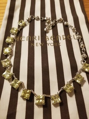 New Rare Henri Bendel Swarovski Canary Yellow Crystal Necklace W Dust Bag  - Image 1 of 4