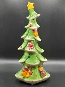 Ceramic Christmas Tree with Star - Greenbrier International Co. - 9 1/4" tall - Picture 1 of 3