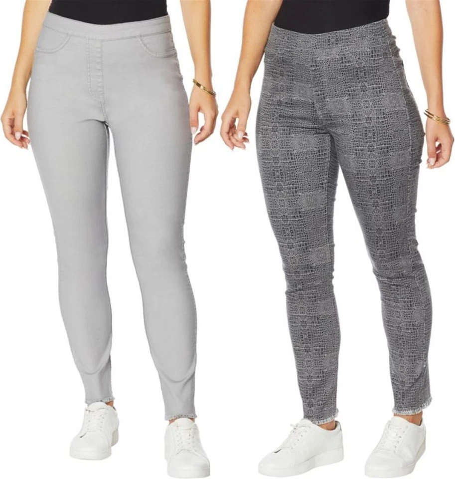 DG2 Diane Gilman Reversble Twill Ankle Jean Gray Croco L NWOT (446) - Image 1 of 1