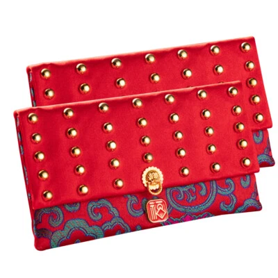 2PCS Silk Red Envelopes for Wedding Chinese Festive Hong Bao Lucky Money Bag - Image 1 of 4