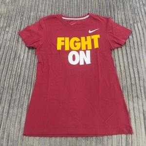 USC Nike T-Shirt Womens M Maroon Gold Trojans Fight On NCAA Football Basic Core - Picture 1 of 10