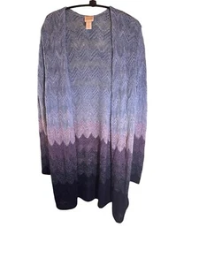 Chicos Cardigan Long Sweater Open Front  Kimono Sz 1 Multi Colored Lightweight - Picture 1 of 3