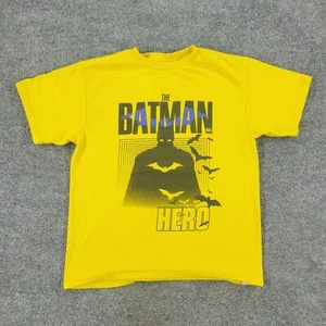 Batman Shirt Boy Large Yellow DC Comics Movie Graphic Tee Crew Neck Short Sleeve - Picture 1 of 14