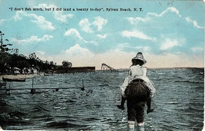 Ich fische nicht viel Neuheit Postkarte Sylvan Beach, NY verschickt 7/1922 - Bild 1 von 2