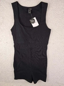 ¡NUEVO CON ETIQUETAS! Mameluco sin mangas activo Forever 21 talla XS negro ajustado mezcla de algodón - Imagen 1 de 3