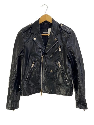 DSQUARED2 giacca pilota doppio 40 pelle bovina nera S75AM0703 SY1354 usata