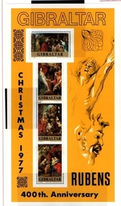 Gibraltar 1977 Christmas and Rubens 400th Birth Anniversary sheetlet SGMS397 MNH - Picture 1 of 1