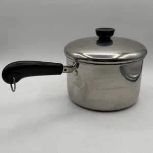 Padella per salsa anni 70 Revere Ware 1801 placcata fondo acciaio inox 3 qt con coperchio Clinton - Foto 1 di 10