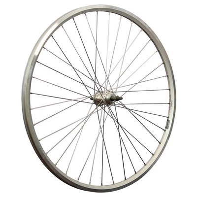 Laufrad 28 Zoll Hinterrad Hohlkammer geöst Fahrrad Schraubkranz 5-9 fach silber - Bild 1 von 4