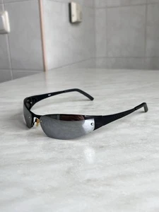 VINTAGE 90s BLACK METAL SUNGLASSES ADIDAS GORPCORE OUTDOOR Y2K OAKLEY STYLE - Picture 1 of 13