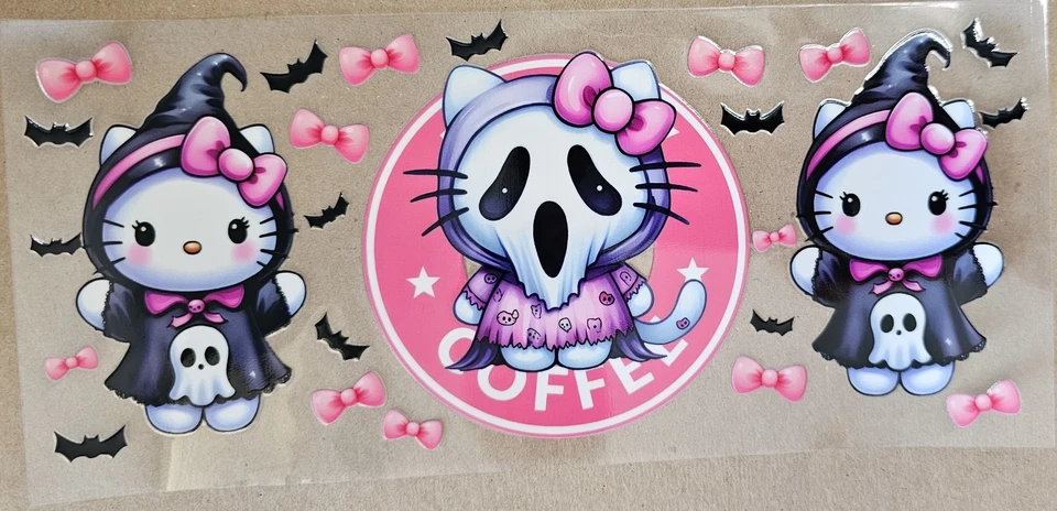 Hello Kitty Starbucks Ghost УФ DTF чашка передачи обертки - Изображение 1 из 1