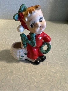 Vintage Commodore Christmas Pajama Girl NOEL Candle Holder- Letters N And O - Bild 1 von 6