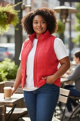 Vtg Catherine's Sz 3XWP Full Zip Puffer Vest, Pinkish. NS-16 - Image 1 of 4