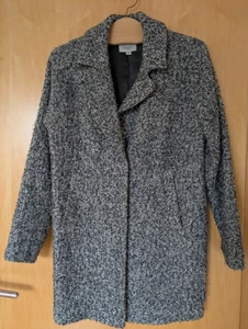 Comma, Wollmantel Gr. 34 Mantel Bouclé 32 % Wolle Schwarz Weiß Grau - Bild 1 von 3