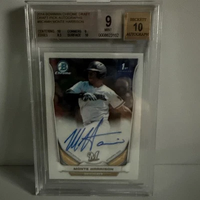 2014 Bowman Draft - Chrome Draft Pick Autographs Monte Harrison #BCA-MH (AU, RC) - Image 1 of 2