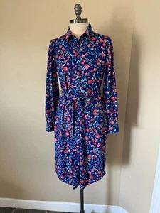 Twrhll By Christie Brinkley Floral Shirt Dress Size Petite Small Modest - Picture 1 of 10