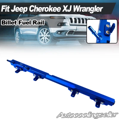 Blue Billet Aluminum Performance Fuel Rail For 97-2001 Jeep Cherokee XJ Wrangler Foto 1 de 4