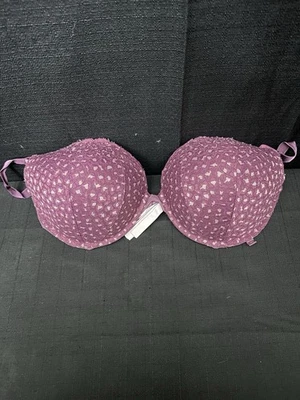 Victoria’s Secret 炸弹壳聚拢文胸 40DD 栗色/金色钩针编织 — 第 1/4 张图片