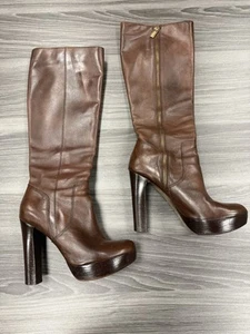 MK Michael Kors braune kniehohe Lederstiefel mit Reißverschluss Damengröße 6 M - Bild 1 von 16
