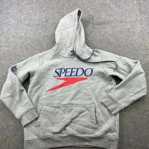 Speedo Hoodie Mens Small Gray Hooded Pullover Sweatshirt Spell Out - Picture 1 of 11