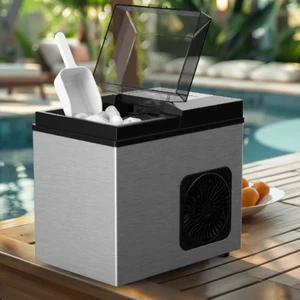 2025 Countertop Ice Maker Machine Portable Ice Maker with Basket & Scoop Silver - Picture 1 of 11