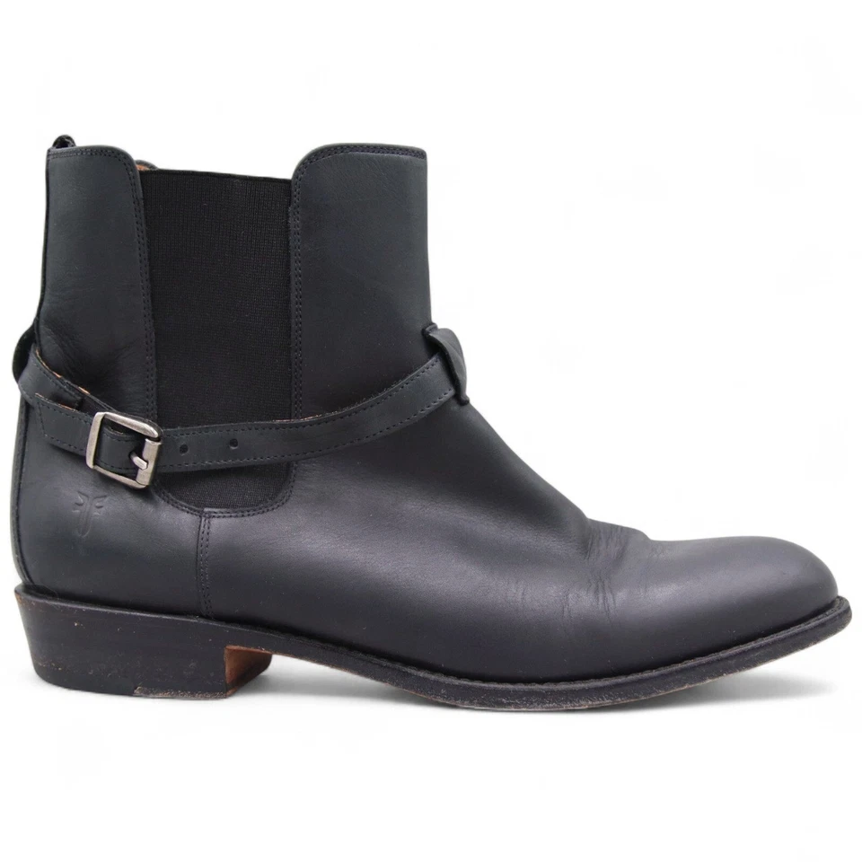 Frye 皮革切尔西靴 10M 码黑色皮革扣带踝靴 — 第 1/4 张图片