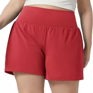Halara Salsa Red Super High Waisted Pockets Yoga 4" Long Shorts Size 2X NEW! - Picture 1 of 5