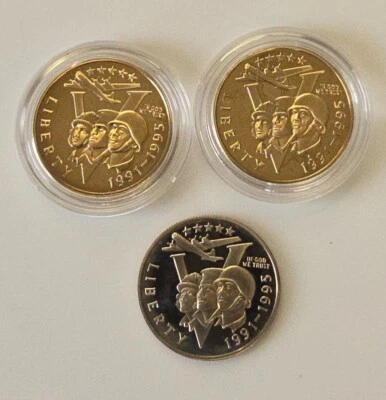 Three 1995 World War 2 Proof Uncirculated Commemorative Half Dollars - Image 1 of 2