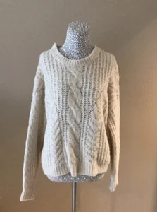 OLIVACEOUS Oversized Loose Cable Knit Acrylic Nylon Wool Blend ‘90s Boxy Style - Picture 1 of 12