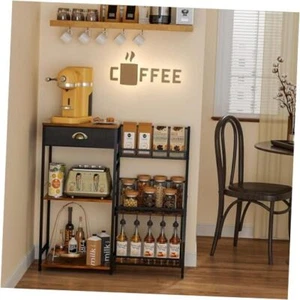Coffee Bar Cabinet, Coffee Stand Station with Drawer for Coffee Accessories - Picture 1 of 8