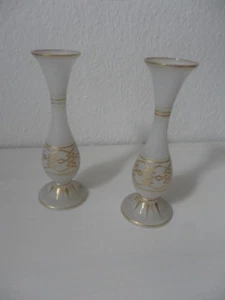 Antik 1 Paar Opaline Opalglas Glas Vasen Blumenvase - Picture 1 of 7