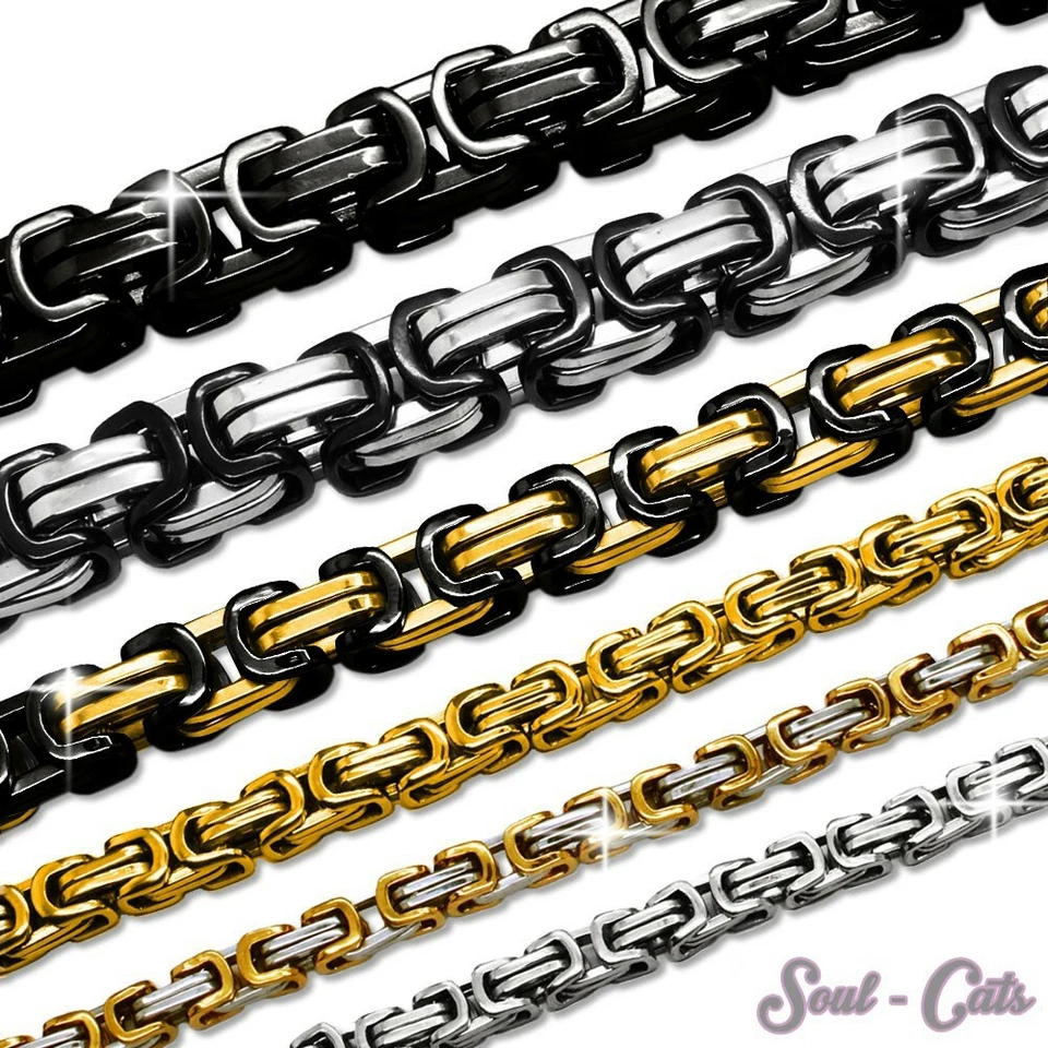 Königskette Herren Kette Set Armband Panzerkette Edelstahl gold silber schwarz - Bild 1 von 1