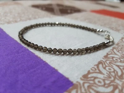 Smoky quartz semi precious gemston 925 sterling silver necklace bracelet jewelry - Image 1 of 4