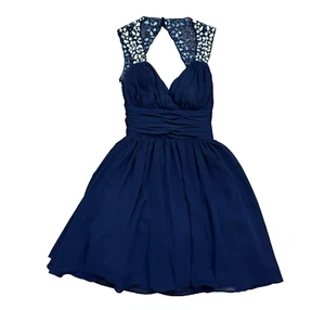 B. Smart Formal Cocktail Dress Homecoming Navy Blue Prom Gown Beaded Size 1 - Picture 1 of 10