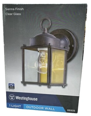 Westinghouse 66935 Clear and Brown Square Incandescent Wall Lantern 8-1/4 H in. - Image 1 of 4