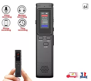 Enregistreur Vocal Numérique Portable Dictaphone Audio activé par la voix 64 Go - Foto 1 di 15