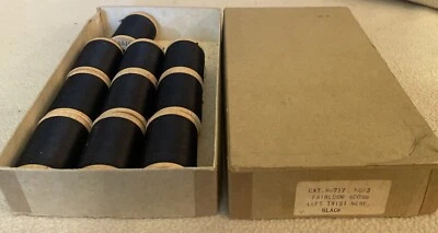 10 carretes de madera vintage Sears Roebuck hilo negro ~ FAIRLOOM 400 yardas cada caja original Foto 1 de 4