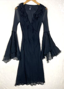 Express Midi Dress Womens 7/8 100% Silk Whimsigoth Fairy Romantic Goth Witchy - Picture 1 of 12