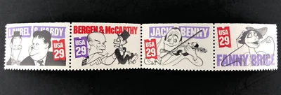 1991 Comedians by Hirschfeld 29 Cent 29c Stamp Block of 4 Scott #2562-2566 - Image 1 of 4