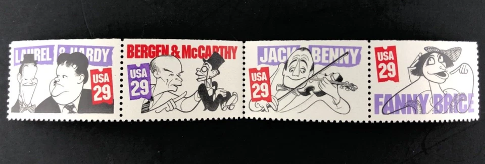 1991 Comedians by Hirschfeld 29 Cent 29c Stamp Block of 4 Scott #2562-2566 - Image 1 of 4