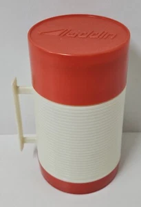 Vintage Aladdin Hy-Lo Insulated 425ml Thermos Wide Mouth Vacuum Bottle Red/Beige - Picture 1 of 10