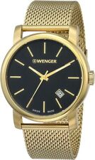 WENGER Swiss Made Man's Gold Plated Watch Mesh Band 01.1041.115